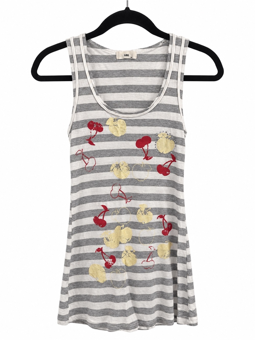 UAG Vintage Striped Cherry Graphic Y2K Tank Top Size Small